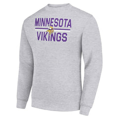 Minnesota Vikings Starter Team Mesh Print Graphic Pullover Sweatshirt - Heather Gray Pullover