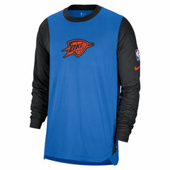 Oklahoma City Thunder 2024/25 City Edition Authentic Pregame Performance Long Sleeve Shooting T-Shirt Blue/Black - Nike