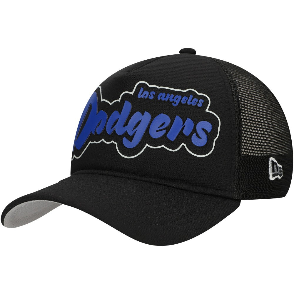 Los Angeles Dodgers New Era Retro Bold A-Frame Trucker 9FORTY Adjustable Hat - Black Hats