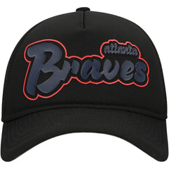 Atlanta Braves New Era Retro Bold A-Frame Trucker 9FORTY Adjustable Hat - Black Hats