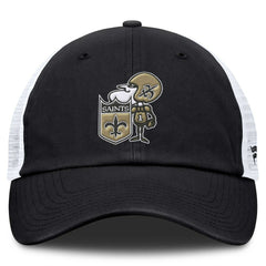 New Orleans Saints Basic Vintage Trucker Adjustable Hat - Black Hats