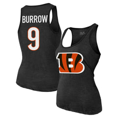 Joe Burrow Cincinnati Bengals Majestic Threads Women's Name & Number Tri-Blend Tank Top - Black Tops