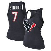 C.J. Stroud Houston Texans Majestic Threads Women's Name & Number Tri-Blend Tank Top - Navy Tops