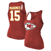 Patrick Mahomes Kansas City Chiefs Majestic Threads Women's Name & Number Tri-Blend Tank Top - Red Tops