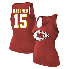 Patrick Mahomes Kansas City Chiefs Majestic Threads Women's Name & Number Tri-Blend Tank Top - Red Tops