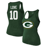 Jordan Love Green Bay Packers Majestic Threads Women's Name & Number Tri-Blend Tank Top - Green Tops