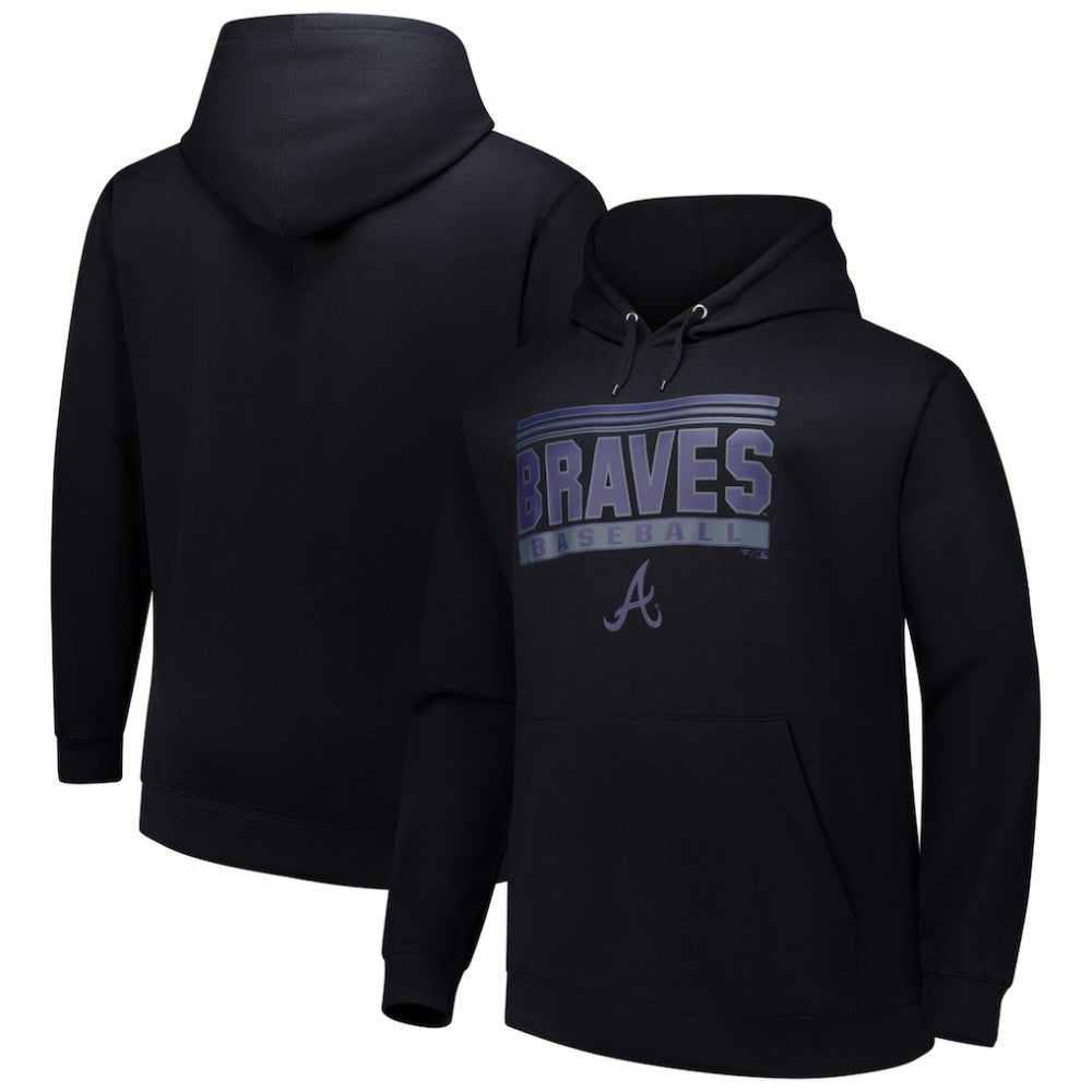 Atlanta Braves Stack Fleece Pullover Hoodie - Black Hoodies