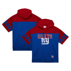 New York Giants Off Field Vintage Logo Short Sleeve Pullover Hoodie - Royal Hoodies