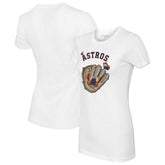 Houston Astros Tiny Turnip Women's Butterfly Glove T-Shirt - White T-shirts