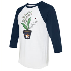 Houston Astros Tiny Turnip Unisex Lilies and Ladybugs 3/4-Sleeve Raglan T-Shirt - White/Navy T-shirts