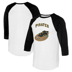 Pittsburgh Pirates Tiny Turnip Unisex Racecar 3/4-Sleeve Raglan T-Shirt - White/Black T-shirts