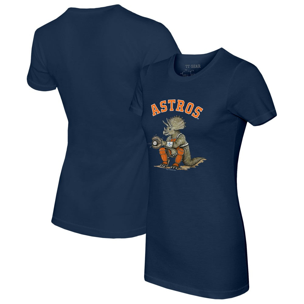 Houston Astros Tiny Turnip Women's Triceratops T-Shirt - Navy T-shirts