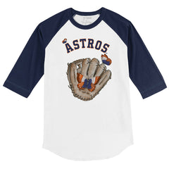 Houston Astros Tiny Turnip Youth Butterfly Glove 3/4-Sleeve Raglan T-Shirt - White/Navy T-shirts