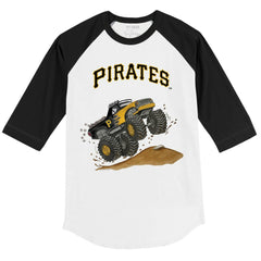 Pittsburgh Pirates Tiny Turnip Youth Monster Truck 3/4-Sleeve Raglan T-Shirt - White/Black T-shirts
