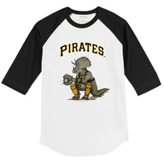 Pittsburgh Pirates Tiny Turnip Youth Triceratops 3/4-Sleeve Raglan T-Shirt - White/Black T-shirts