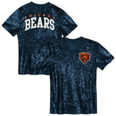 Chicago Bears Girls Youth Wordmark Sequin V-Neck Top - Navy Tops