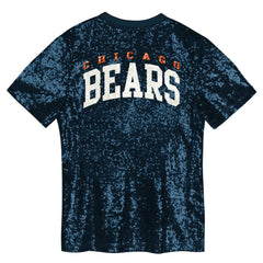 Chicago Bears Girls Youth Wordmark Sequin V-Neck Top - Navy Tops