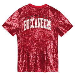 Tampa Bay Buccaneers Girls Youth Wordmark Sequin V-Neck Top - Red Tops