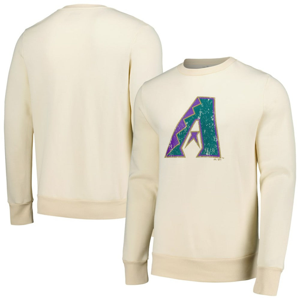 Arizona Diamondbacks Majestic Threads Fleece Pullover Sweatshirt - Oatmeal Pullover