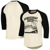 San Francisco Giants Majestic Threads Raglan 3/4-Sleeve T-Shirt - Cream/Black T-shirts
