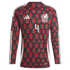 Edson Alvarez Mexico National Team 2024 Home Replica Player Long Sleeve Jersey Burgundy - Adidas discount