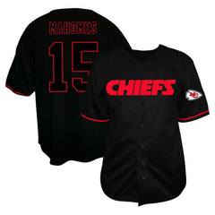 Patrick Mahomes Kansas City Chiefs Big & Tall Baseball Button-Up Shirt - Black