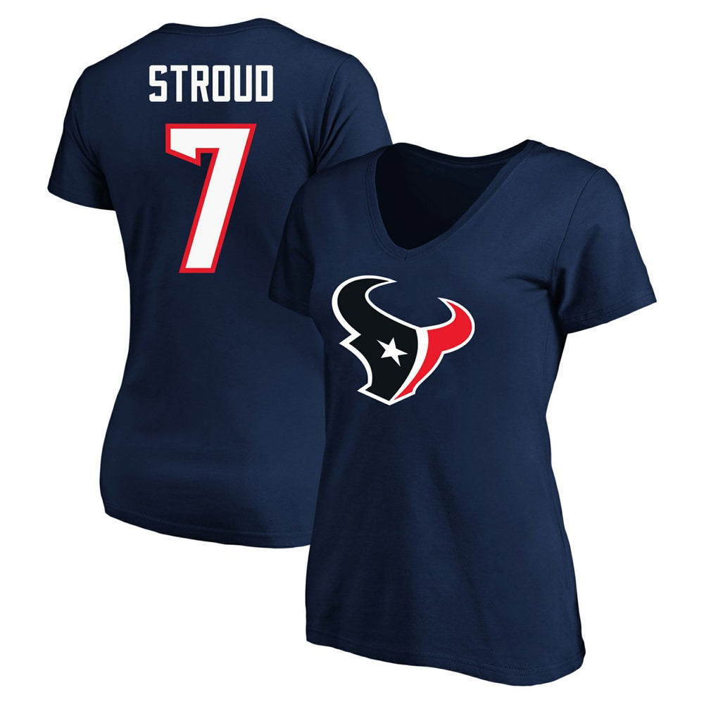 C.J. Stroud Houston Texans Women's Plus Size Fair Catch Name & Number Scoop Neck T-Shirt - Navy T-shirts