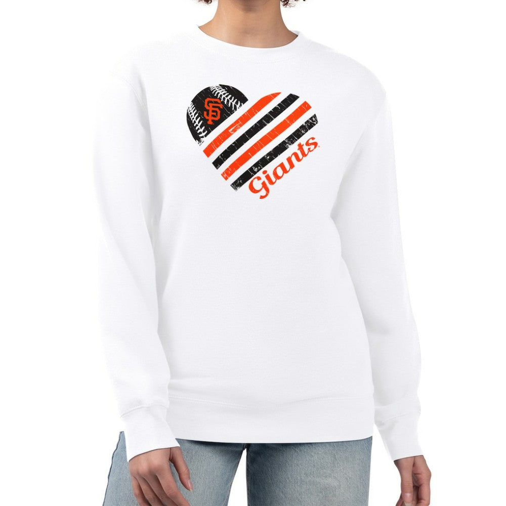 San Francisco Giants G-III 4Her by Carl Banks Women's Heart Logo Fleece Pullover Sweatshirt - White Pullover