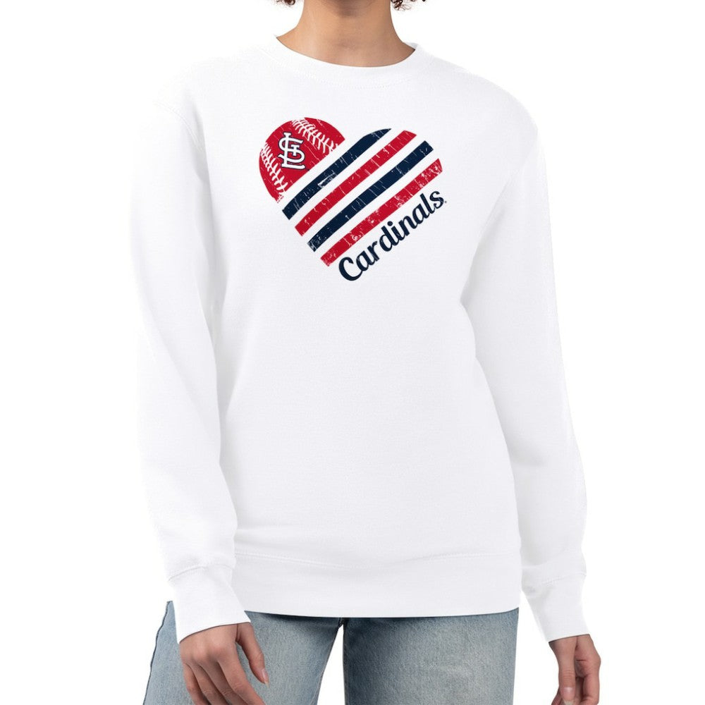 St. Louis Cardinals G-III 4Her by Carl Banks Women's Heart Logo Fleece Pullover Sweatshirt - White Pullover