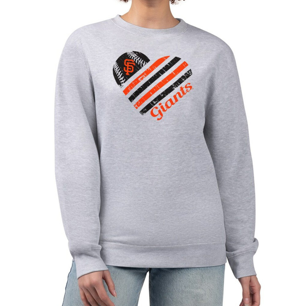 San Francisco Giants G-III 4Her by Carl Banks Women's Heart Logo Fleece Pullover Sweatshirt - Heather Gray Pullover