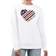 Houston Astros G-III 4Her by Carl Banks Women's Heart Logo Fleece Pullover Sweatshirt - White Pullover