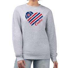 Chicago Cubs G-III 4Her by Carl Banks Women's Heart Logo Fleece Pullover Sweatshirt - Heather Gray Pullover
