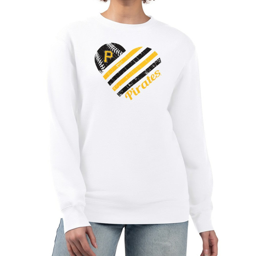 Pittsburgh Pirates G-III 4Her by Carl Banks Women's Heart Logo Fleece Pullover Sweatshirt - White Pullover