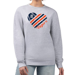 Detroit Tigers G-III 4Her by Carl Banks Women's Heart Logo Fleece Pullover Sweatshirt - Heather Gray Pullover