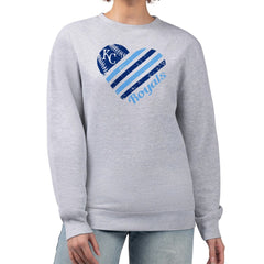 Kansas City Royals G-III 4Her by Carl Banks Women's Heart Logo Fleece Pullover Sweatshirt - Heather Gray Pullover