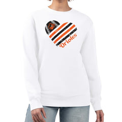 Baltimore Orioles G-III 4Her by Carl Banks Women's Heart Logo Fleece Pullover Sweatshirt - White Pullover