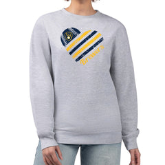 Milwaukee Brewers G-III 4Her by Carl Banks Women's Heart Logo Fleece Pullover Sweatshirt - Heather Gray Pullover