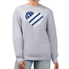 Los Angeles Dodgers G-III 4Her by Carl Banks Women's Heart Logo Fleece Pullover Sweatshirt - Heather Gray Pullover