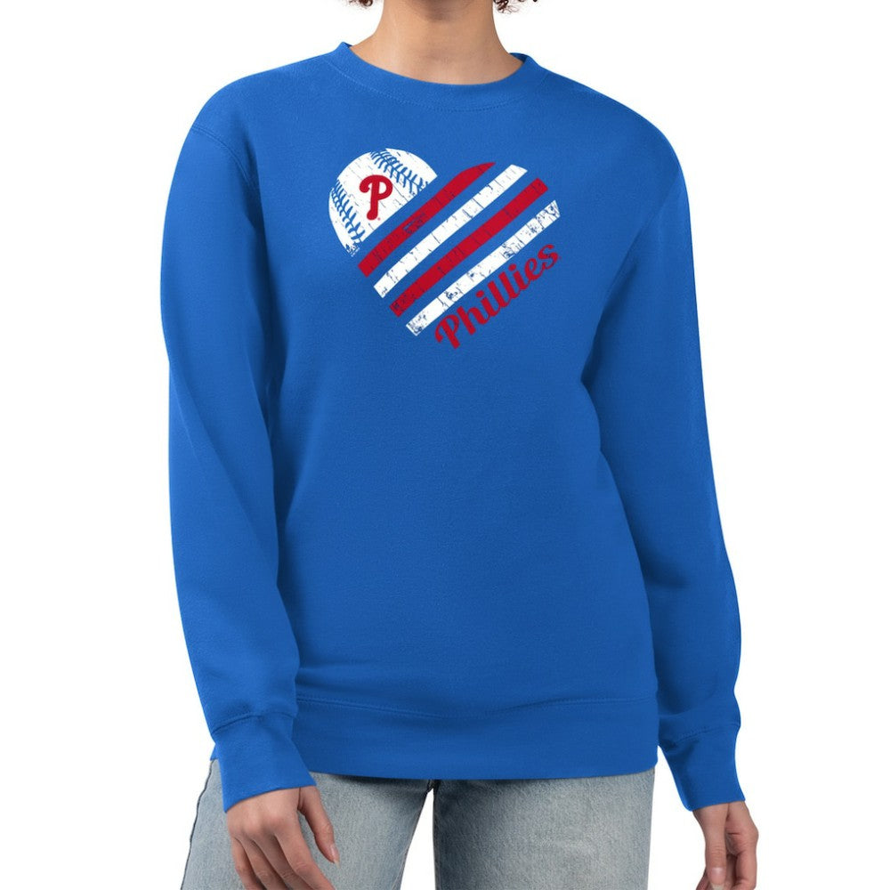 Philadelphia Phillies G-III 4Her by Carl Banks Women's Heart Logo Fleece Pullover Sweatshirt - Royal Pullover
