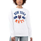 New York Mets G-III 4Her by Carl Banks Women's Team Logo Fleece Pullover Sweatshirt - White Pullover