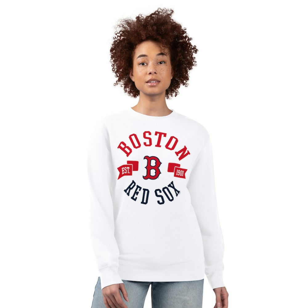 Boston Red Sox G-III 4Her by Carl Banks Women's Team Logo Fleece Pullover Sweatshirt - White Pullover
