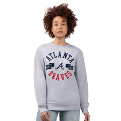 Atlanta Braves G-III 4Her by Carl Banks Women's Team Logo Fleece Pullover Sweatshirt - Heather Gray Pullover
