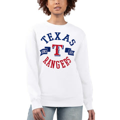 Texas Rangers G-III 4Her by Carl Banks Women's Team Logo Fleece Pullover Sweatshirt - White Pullover