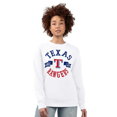 Texas Rangers G-III 4Her by Carl Banks Women's Team Logo Fleece Pullover Sweatshirt - White Pullover