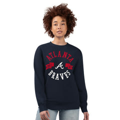 Atlanta Braves G-III 4Her by Carl Banks Women's Team Logo Fleece Pullover Sweatshirt - Navy Pullover