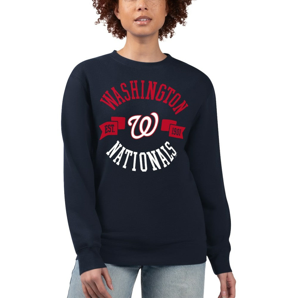 Washington Nationals G-III 4Her by Carl Banks Women's Team Logo Fleece Pullover Sweatshirt - Navy Pullover