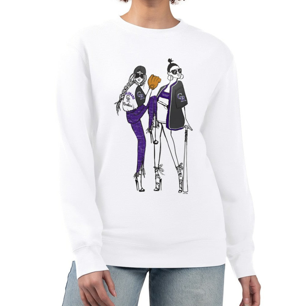 Colorado Rockies G-III 4Her by Carl Banks Women's Baseball Girls Fleece Pullover Sweatshirt - White Pullover