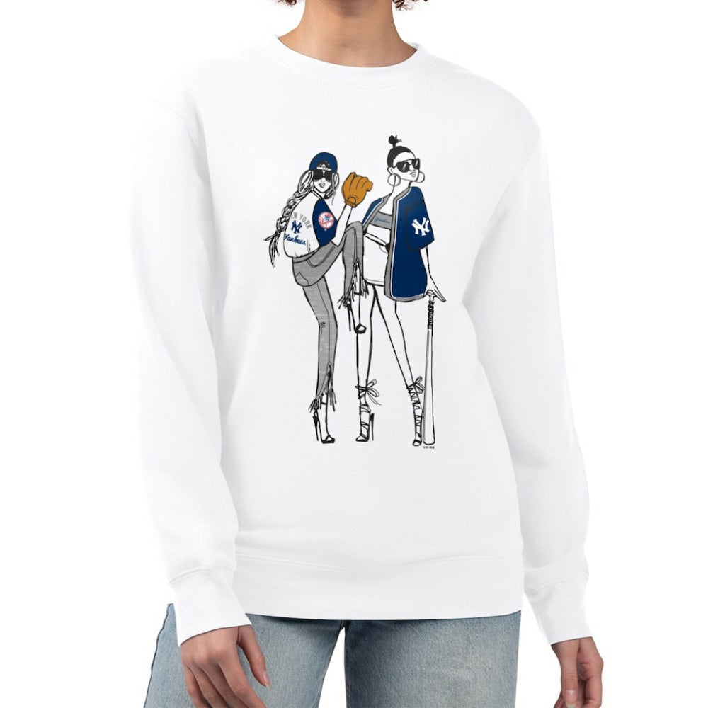 New York Yankees G-III 4Her by Carl Banks Women's Baseball Girls Fleece Pullover Sweatshirt - White Pullover