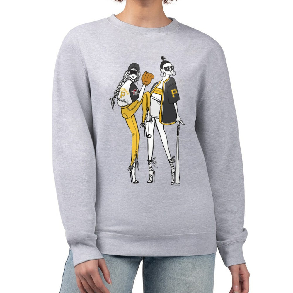 Pittsburgh Pirates G-III 4Her by Carl Banks Women's Baseball Girls Fleece Pullover Sweatshirt - Heather Gray Pullover