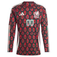 Mexico National Team 2024 Home Replica Custom Long Sleeve Jersey Burgundy - Adidas cheap